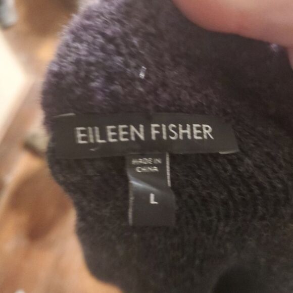 Eileen Fisher purple snap up wool sweater - Picture 2 of 5